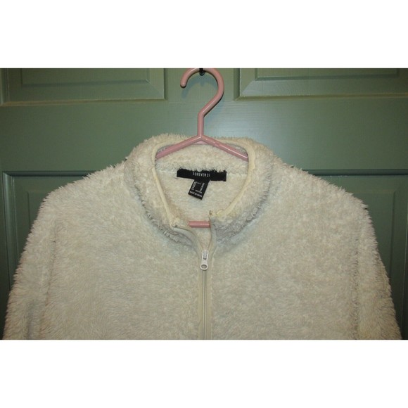 Forever 21 Women's Ivory 1/4 Zip Fleece Long Sleeve Jacket Size M - Picture 2 of 9